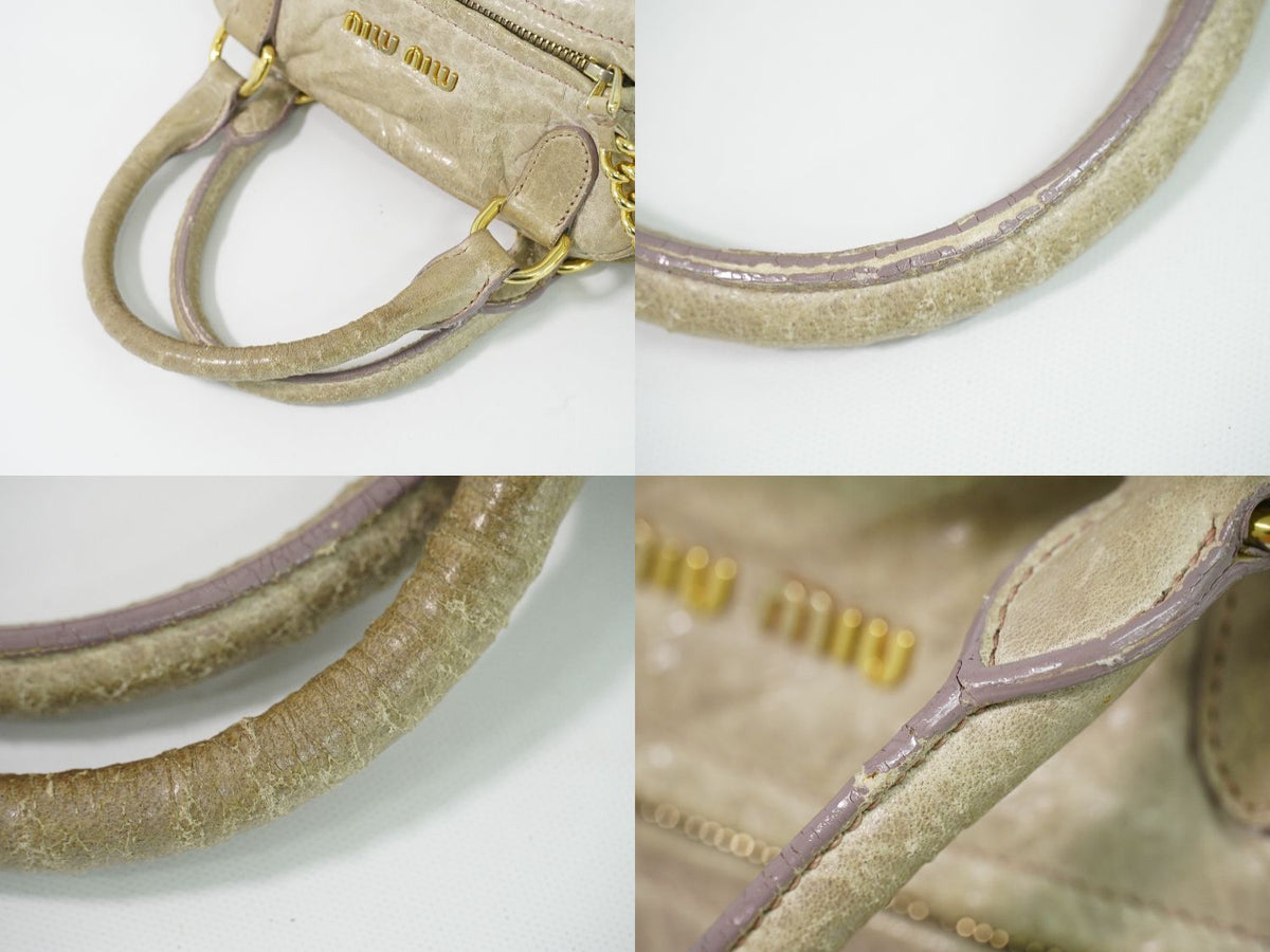 Miu Miu Leather Handbag Beige Bag — view 6