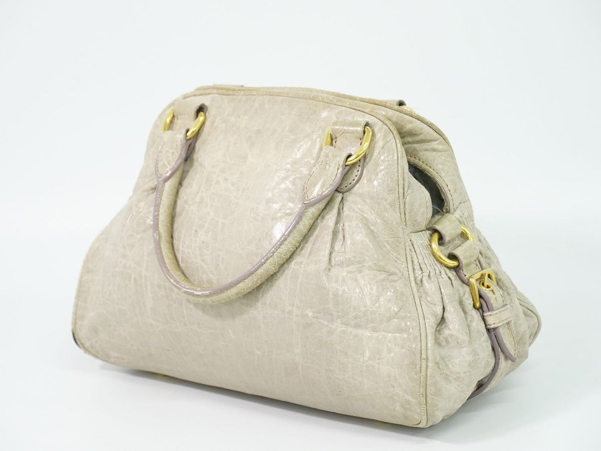Miu Miu Leather Handbag Beige Bag — view 2