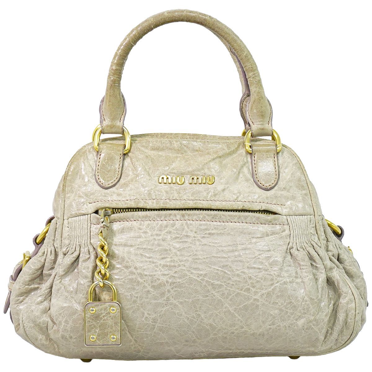 Miu Miu Leather Handbag Beige Bag