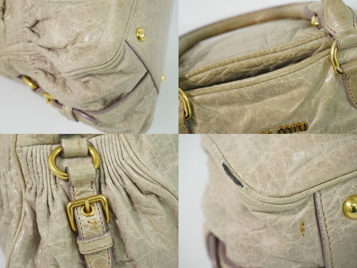 Miu Miu Leather Handbag Beige Bag — view 7