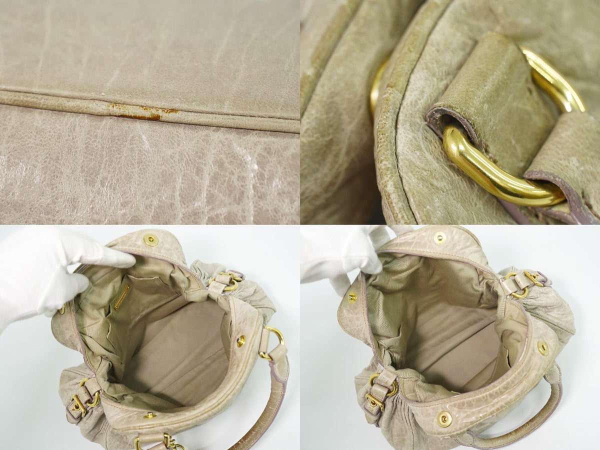 Miu Miu Leather Handbag Beige Bag — view 8