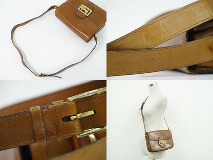 Celine Carriage Shoulder Bag Pochette Leather Brown — view 6