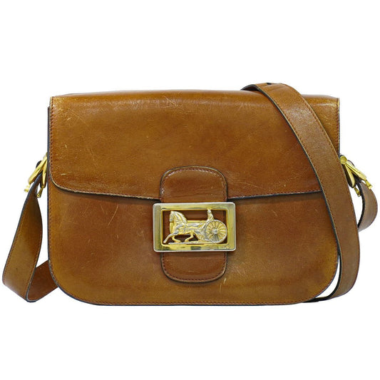 Celine Carriage Shoulder Bag Pochette Leather Brown
