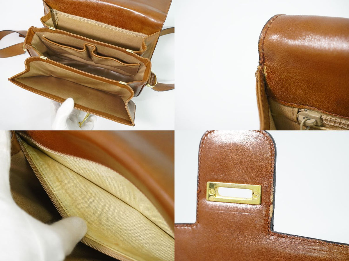 Celine Carriage Shoulder Bag Pochette Leather Brown — view 8