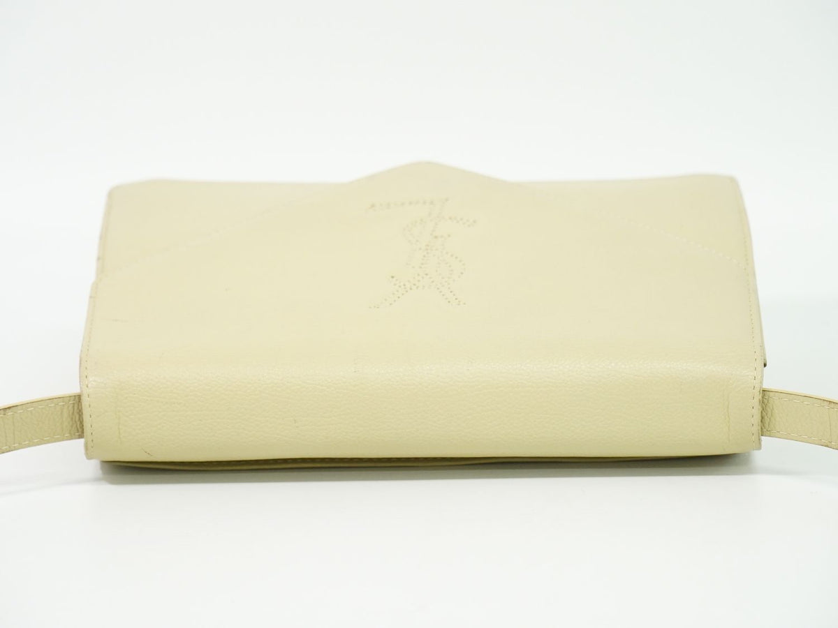 Saint Laurent YSL Logo 2-Way Shoulder Bag Clutch Leather Ivory — view 5