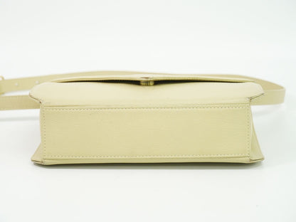Saint Laurent YSL Logo 2-Way Shoulder Bag Clutch Leather Ivory — view 3