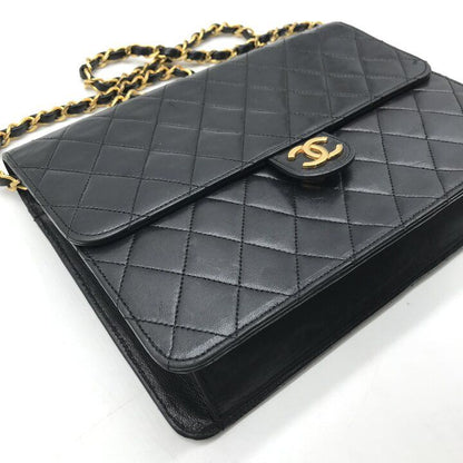 Chanel CC Logo Quilted Lambskin Chain Shoulder Bag Black Push Lock — view 5