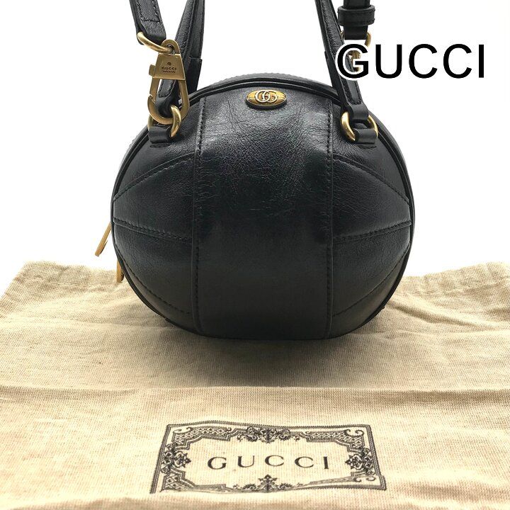 Gucci Basketball Shape Mini 2-Way Bag Leather Black Bag