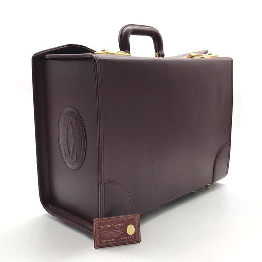 Cartier Must Line Leather Attache Case Vintage Bordeaux Pilot Hand Bag