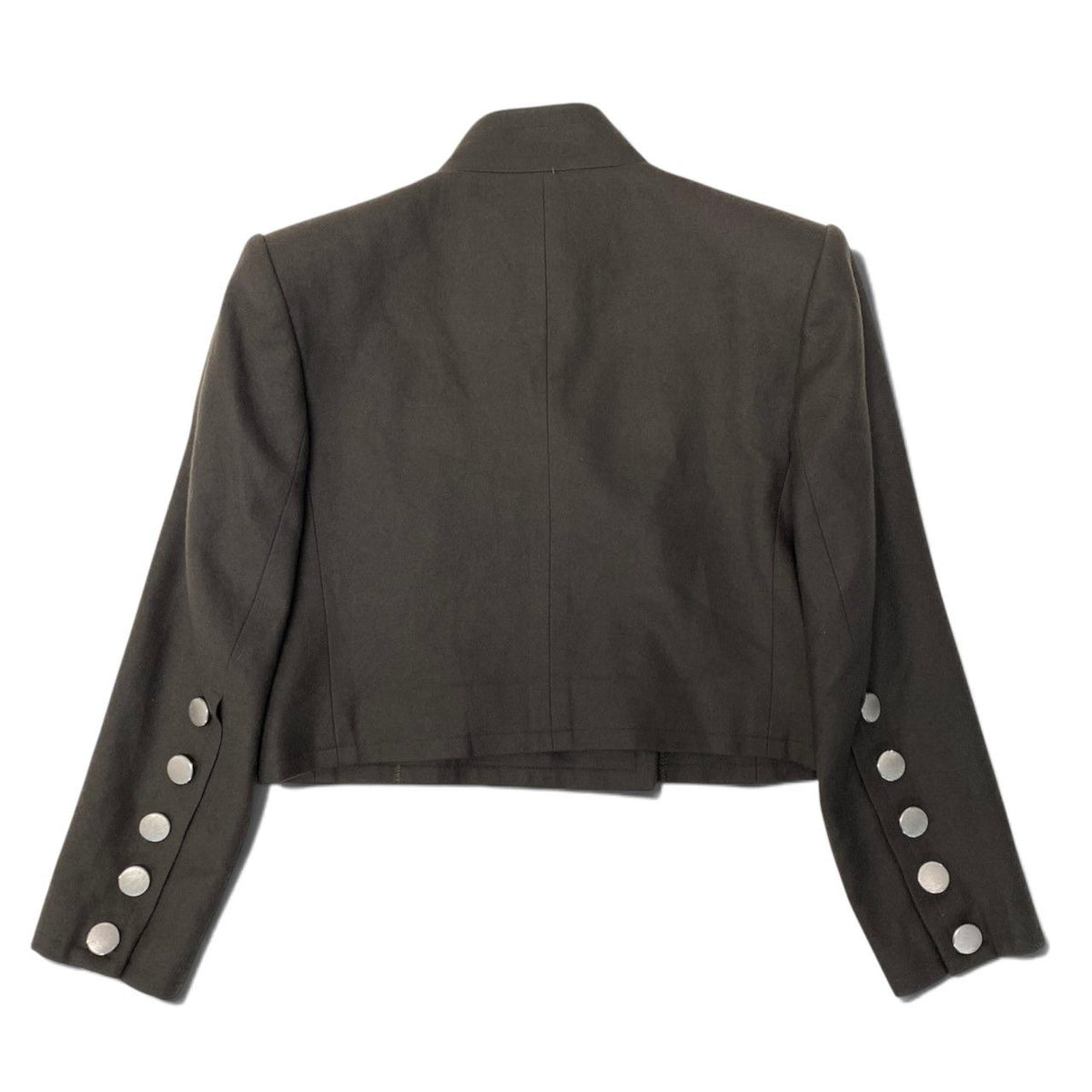 Saint Laurent Double Breasted Jacket Short Coat Dark Green Wool M — view 3