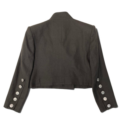 Saint Laurent Double Breasted Jacket Short Coat Dark Green Wool M — view 3