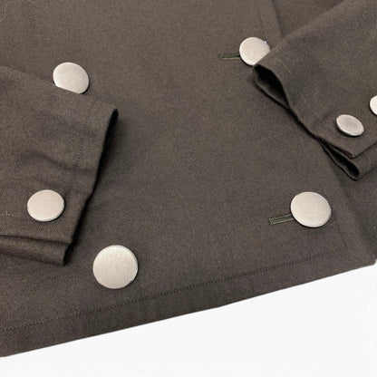Saint Laurent Double Breasted Jacket Short Coat Dark Green Wool M — view 6