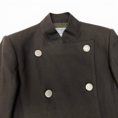 Saint Laurent Double Breasted Jacket Short Coat Dark Green Wool M — view 5