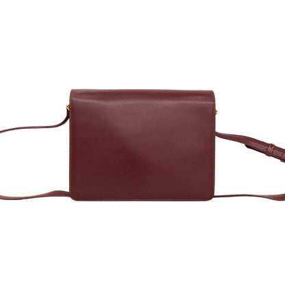 Cartier Vintage Must Line Leather Shoulder Bag Pochette Wine Red Bordeaux — view 3