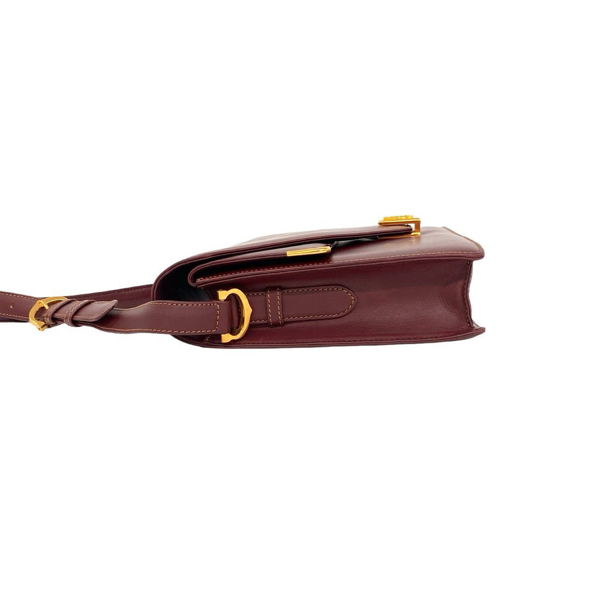 Cartier Vintage Must Line Leather Shoulder Bag Pochette Wine Red Bordeaux — view 5