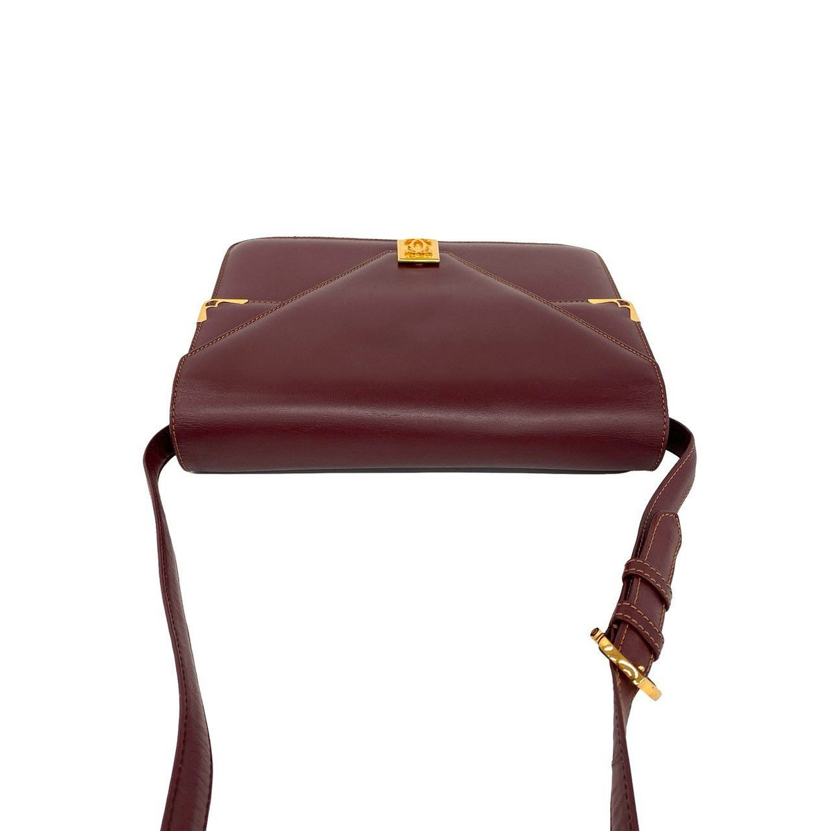 Cartier Vintage Must Line Leather Shoulder Bag Pochette Wine Red Bordeaux — view 4