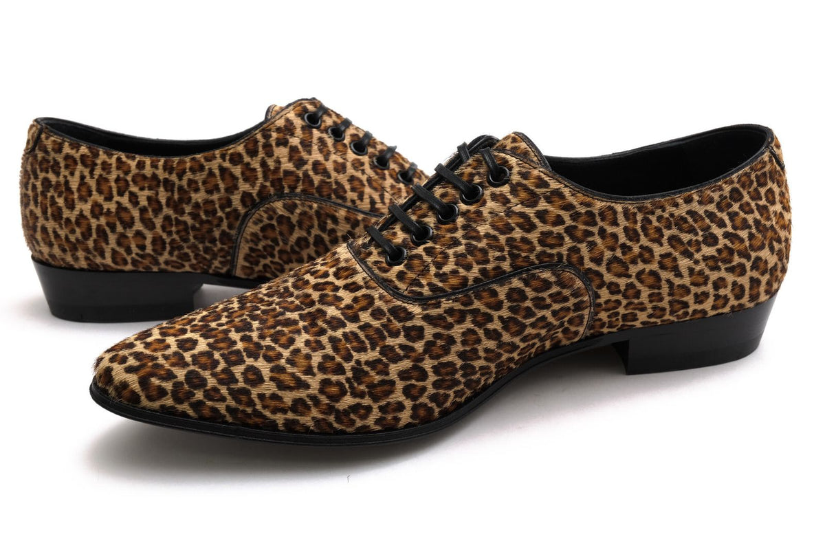Celine Shoes Leather Brown Derby Jacno Leo Print Hair Sole — view 3