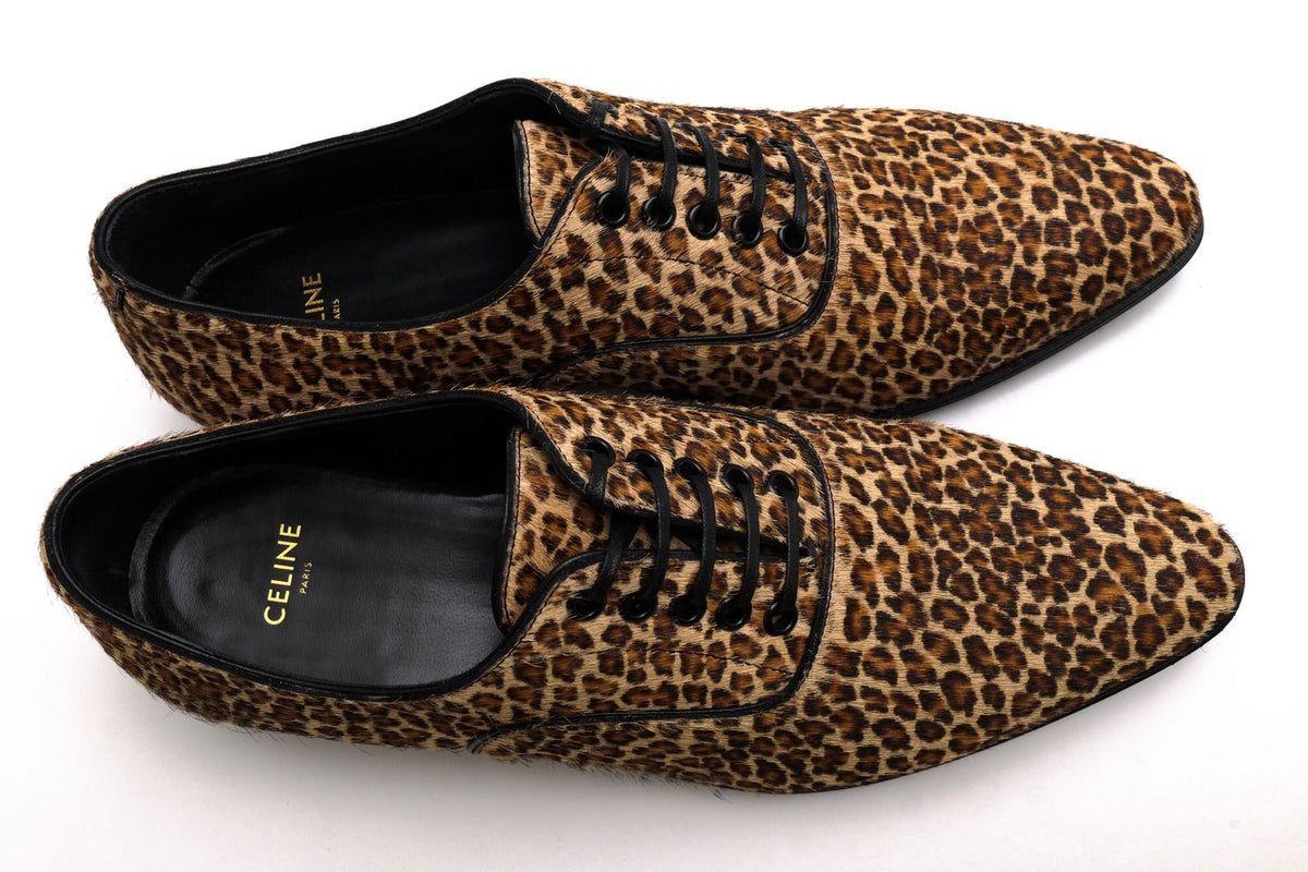 Celine Shoes Leather Brown Derby Jacno Leo Print Hair Sole — view 5