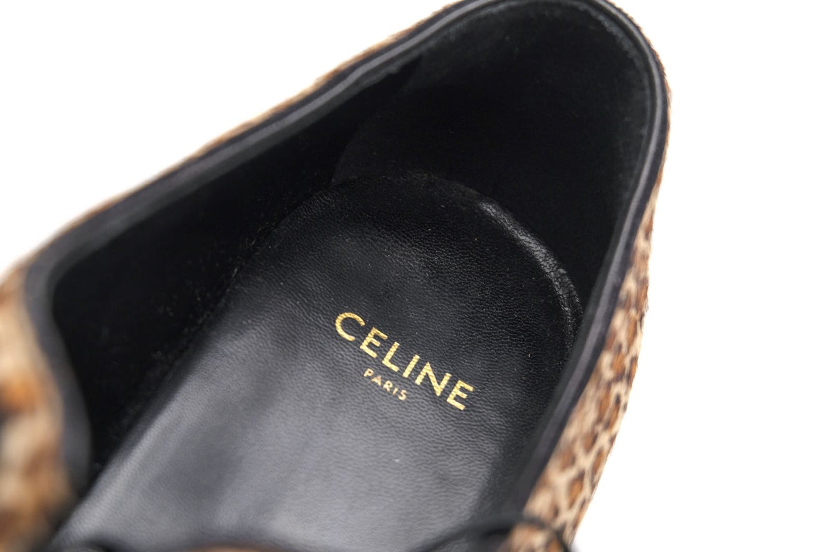 Celine Shoes Leather Brown Derby Jacno Leo Print Hair Sole — view 8