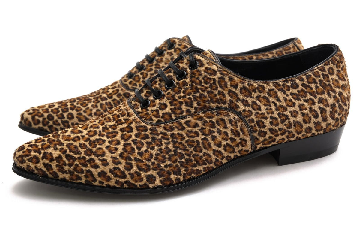 Celine Shoes Leather Brown Derby Jacno Leo Print Hair Sole