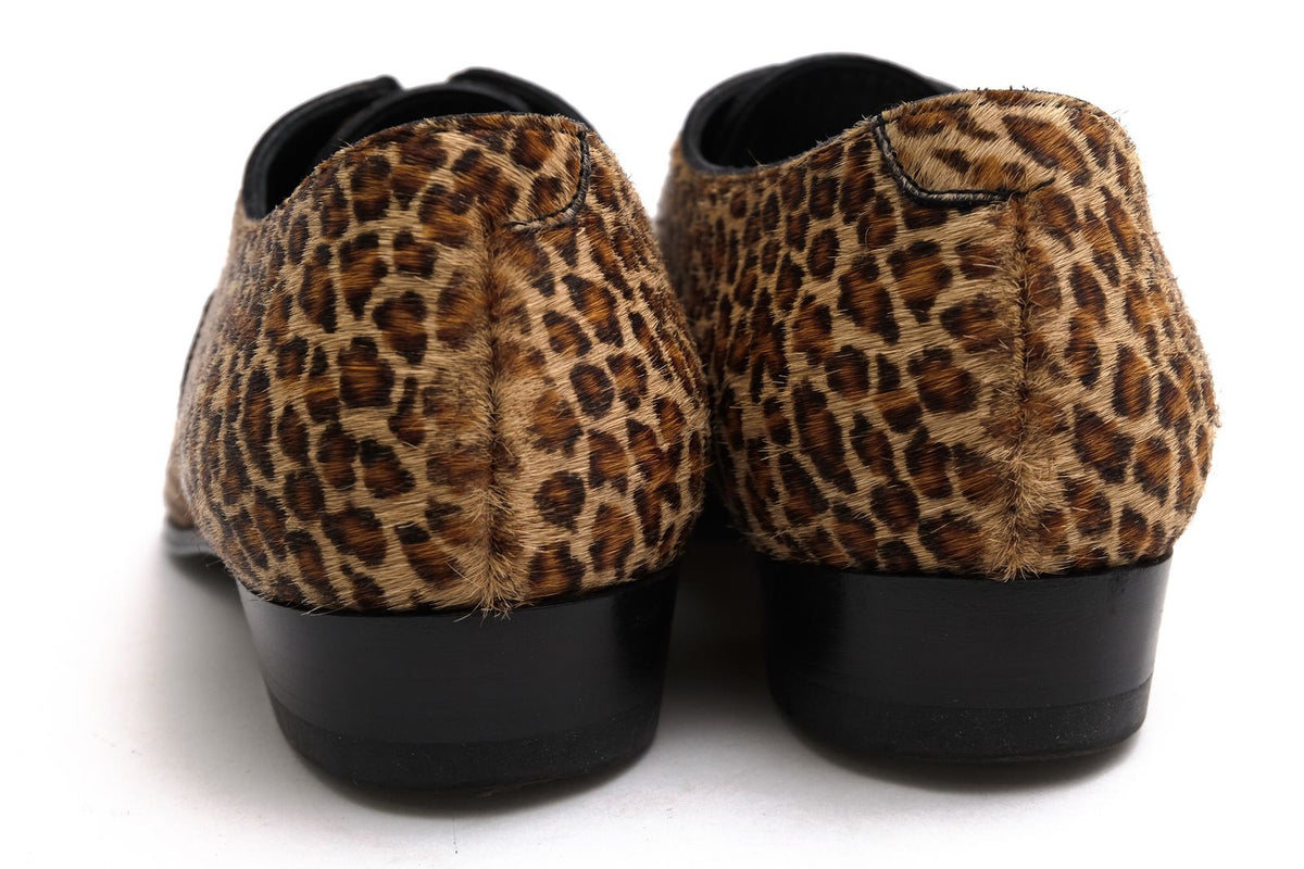 Celine Shoes Leather Brown Derby Jacno Leo Print Hair Sole — view 4