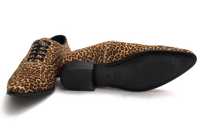 Celine Shoes Leather Brown Derby Jacno Leo Print Hair Sole — view 7