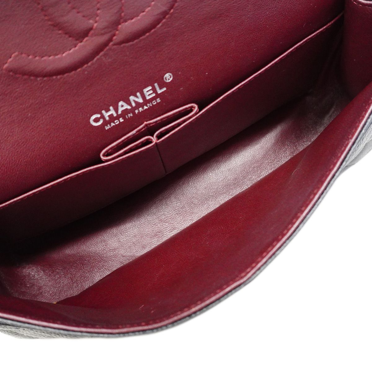 Chanel Shoulder Bag Quilted Caviar Leather Black Silver — view 4