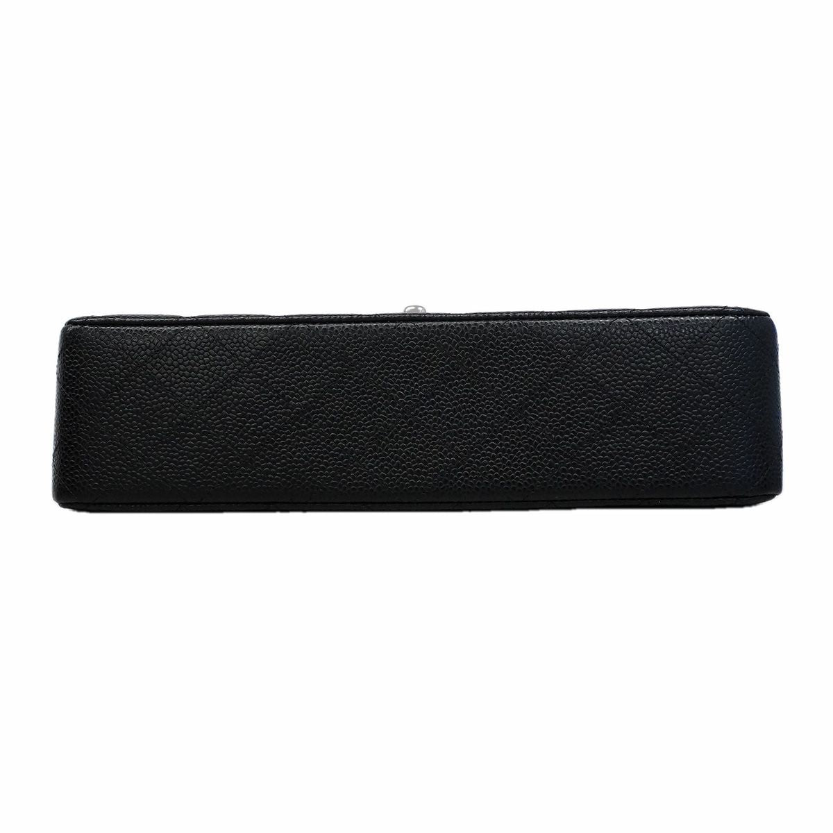 Chanel Shoulder Bag Quilted Caviar Leather Black Silver — view 3