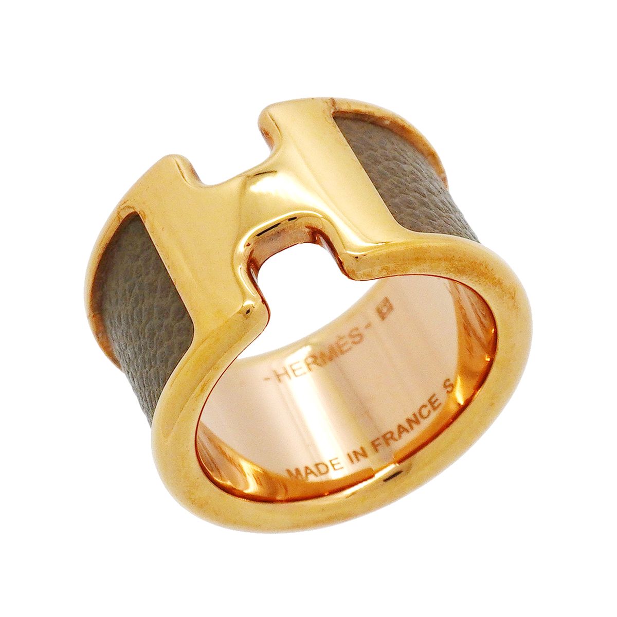 Hermes Ring Olympe GM Gold Plated Leather