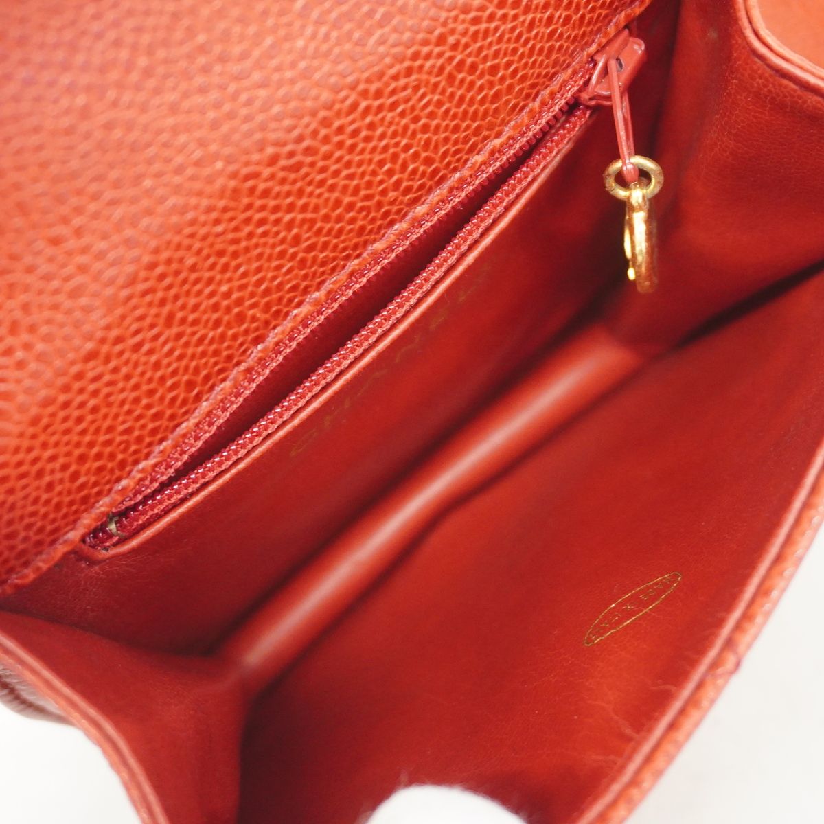 Chanel Waist Bag Quilted Caviar Leather Red Gold — view 4