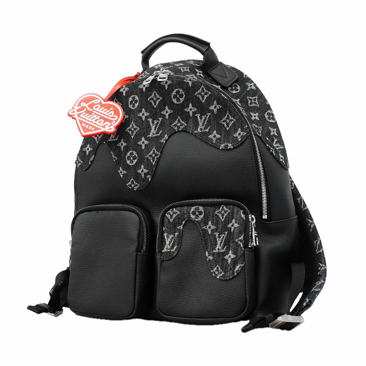 Louis Vuitton Backpack Monogram Denim Multi Pocket Black NIGO Collaboration
