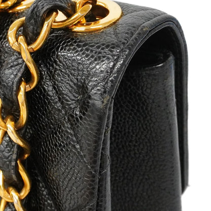 Chanel Shoulder Bag Maxi Quilted Caviar Leather Black Gold — view 7