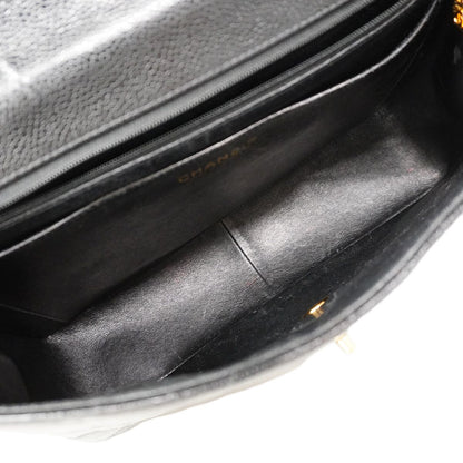 Chanel Shoulder Bag Maxi Quilted Caviar Leather Black Gold — view 4