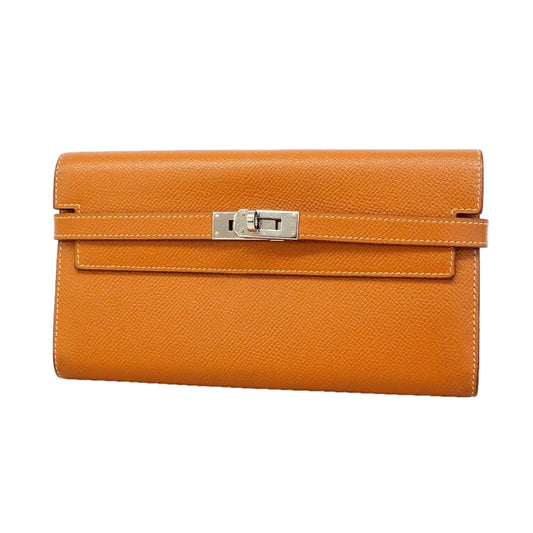 Hermes Wallet Kelly Long Veau Epsom Gold Silver