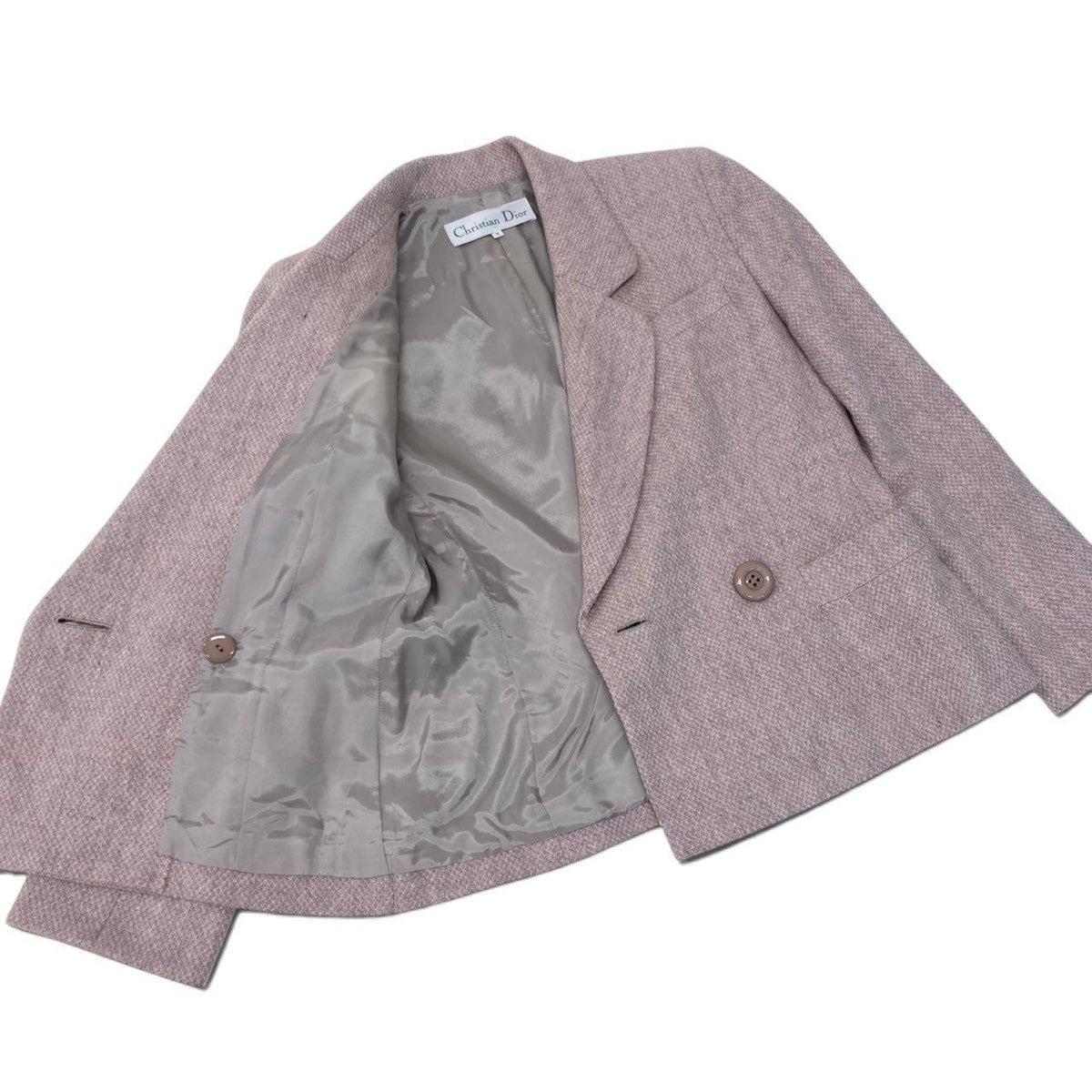 Dior Set Skirt Suit Double Breasted Jacket 9 Pink Wool — view 4