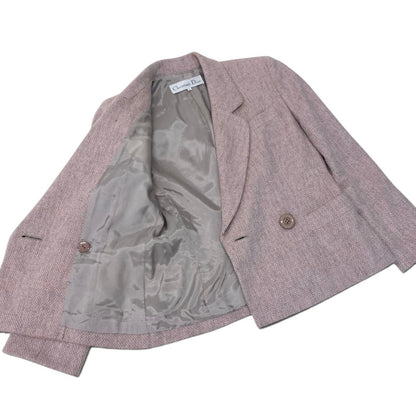 Dior Set Skirt Suit Double Breasted Jacket 9 Pink Wool — view 4