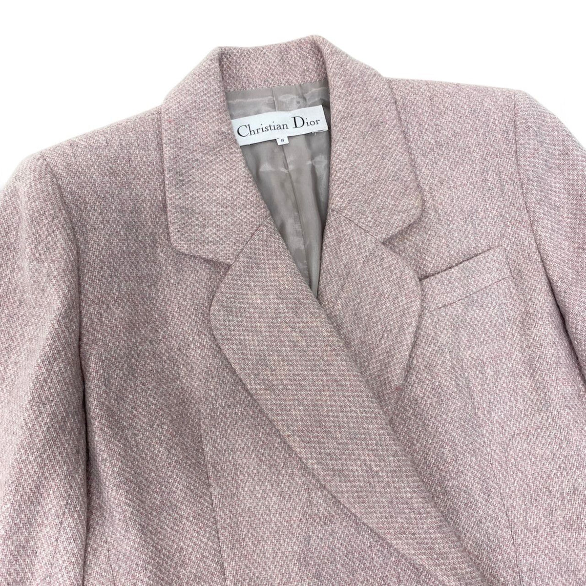 Dior Set Skirt Suit Double Breasted Jacket 9 Pink Wool — view 5