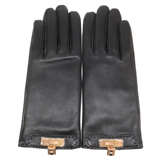 Hermes Lambskin Lining Silk Soya Kelly Gloves 7.5