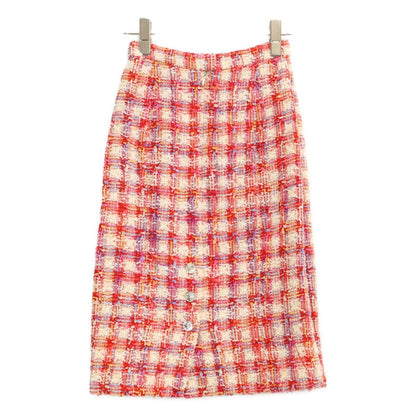 Chanel 96P Check CC Logo Button Tweed Double Jacket Skirt Set 38 — view 6
