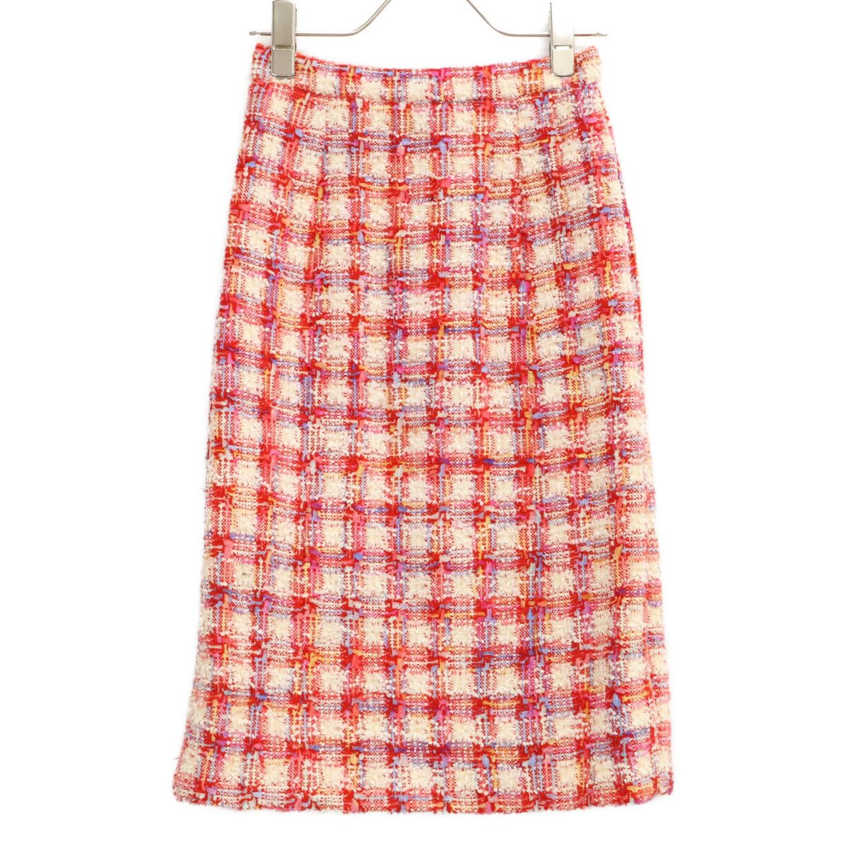 Chanel 96P Check CC Logo Button Tweed Double Jacket Skirt Set 38 — view 5