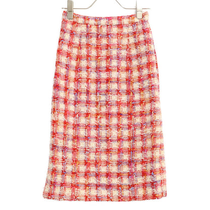 Chanel 96P Check CC Logo Button Tweed Double Jacket Skirt Set 38 — view 5