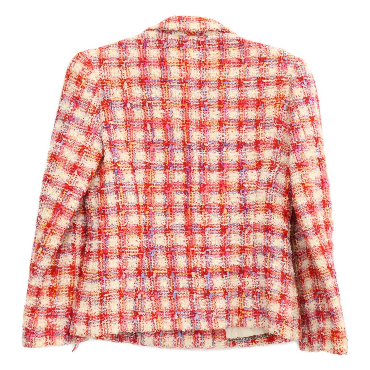 Chanel 96P Check CC Logo Button Tweed Double Jacket Skirt Set 38 — view 3