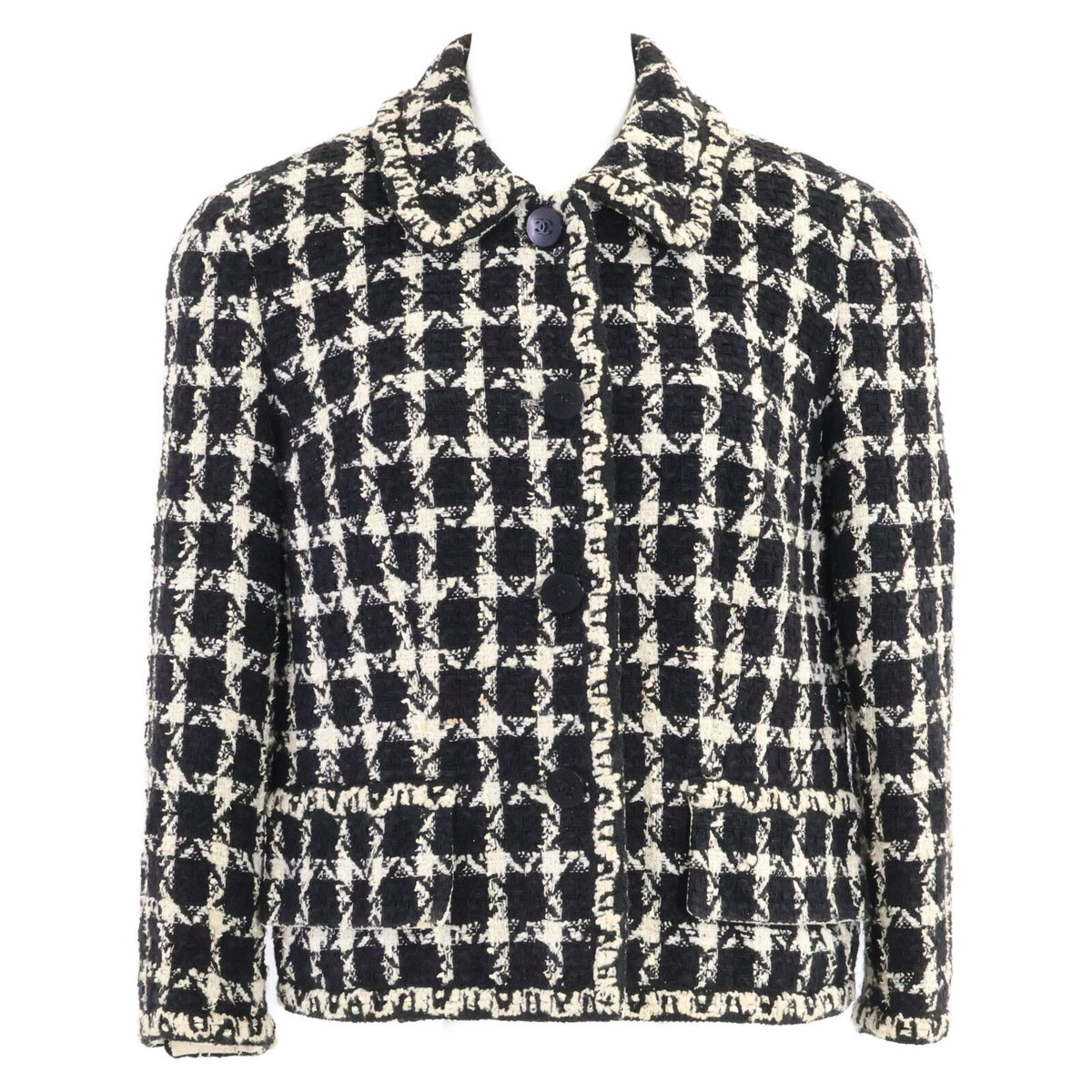 Chanel CC Logo Button Tweed Jacket 38
