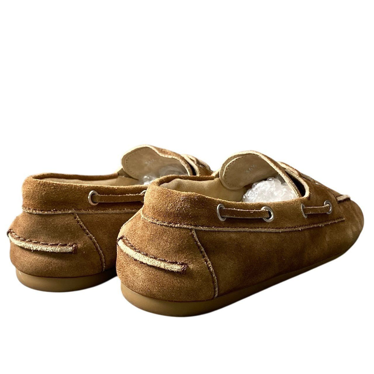 Miu Miu G7 Suede Loafers Deck Shoes Embossed Logo Brown Leather — view 4