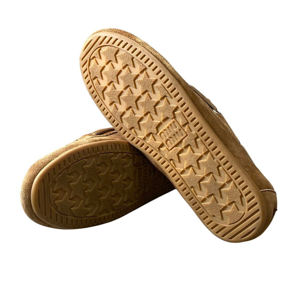 Miu Miu G7 Suede Loafers Deck Shoes Embossed Logo Brown Leather — view 6