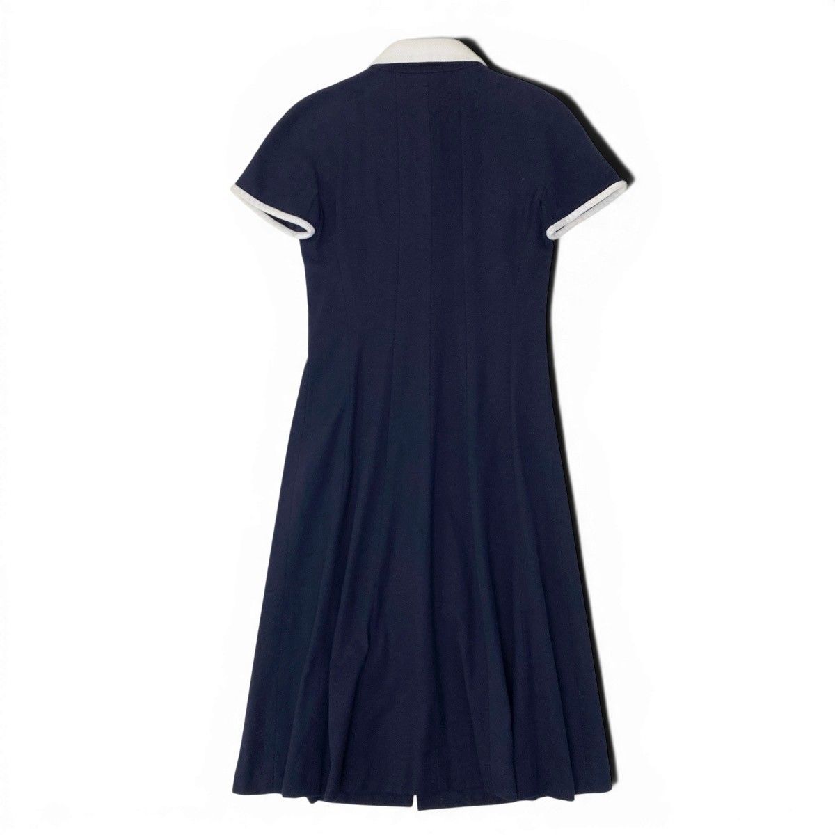 Chanel Runway CC Logo Button Dress Navy White Cotton — view 3