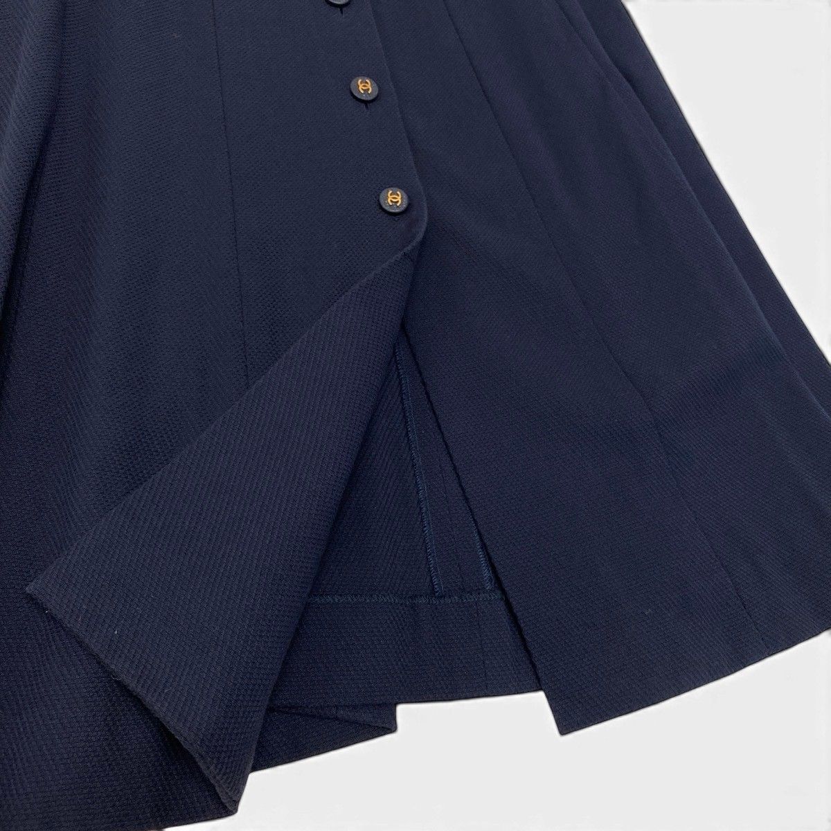 Chanel Runway CC Logo Button Dress Navy White Cotton — view 5