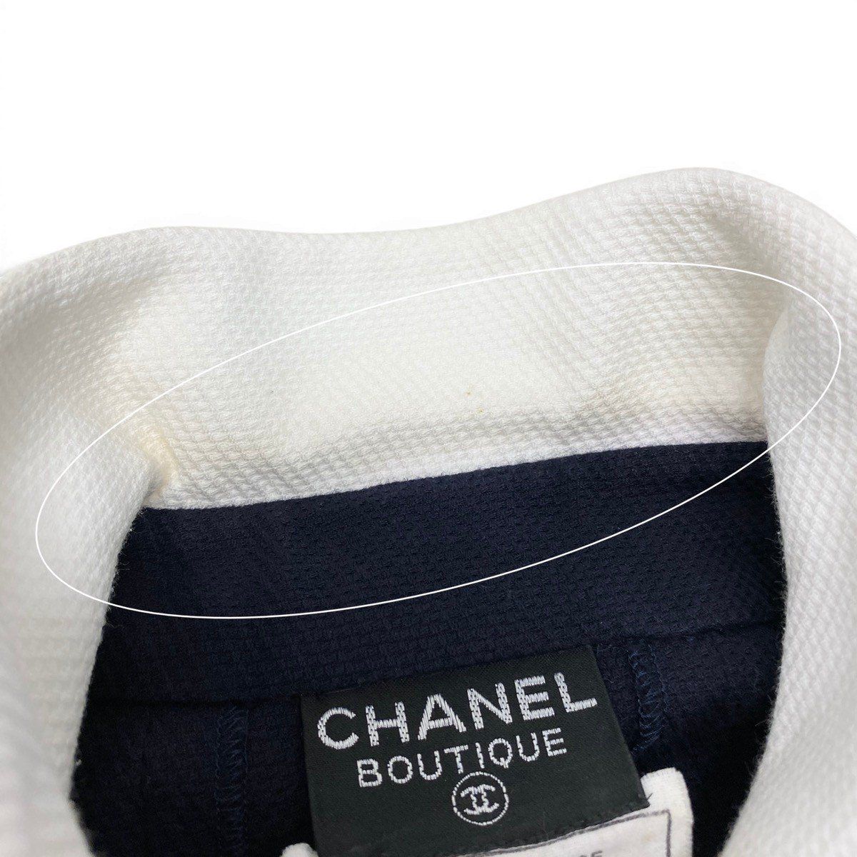 Chanel Runway CC Logo Button Dress Navy White Cotton — view 8