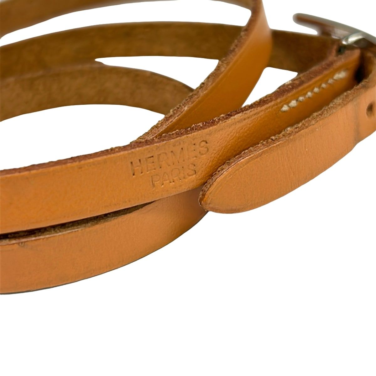 Hermes Bracelet Hapi 3 Leather Light Brown Silver — view 6