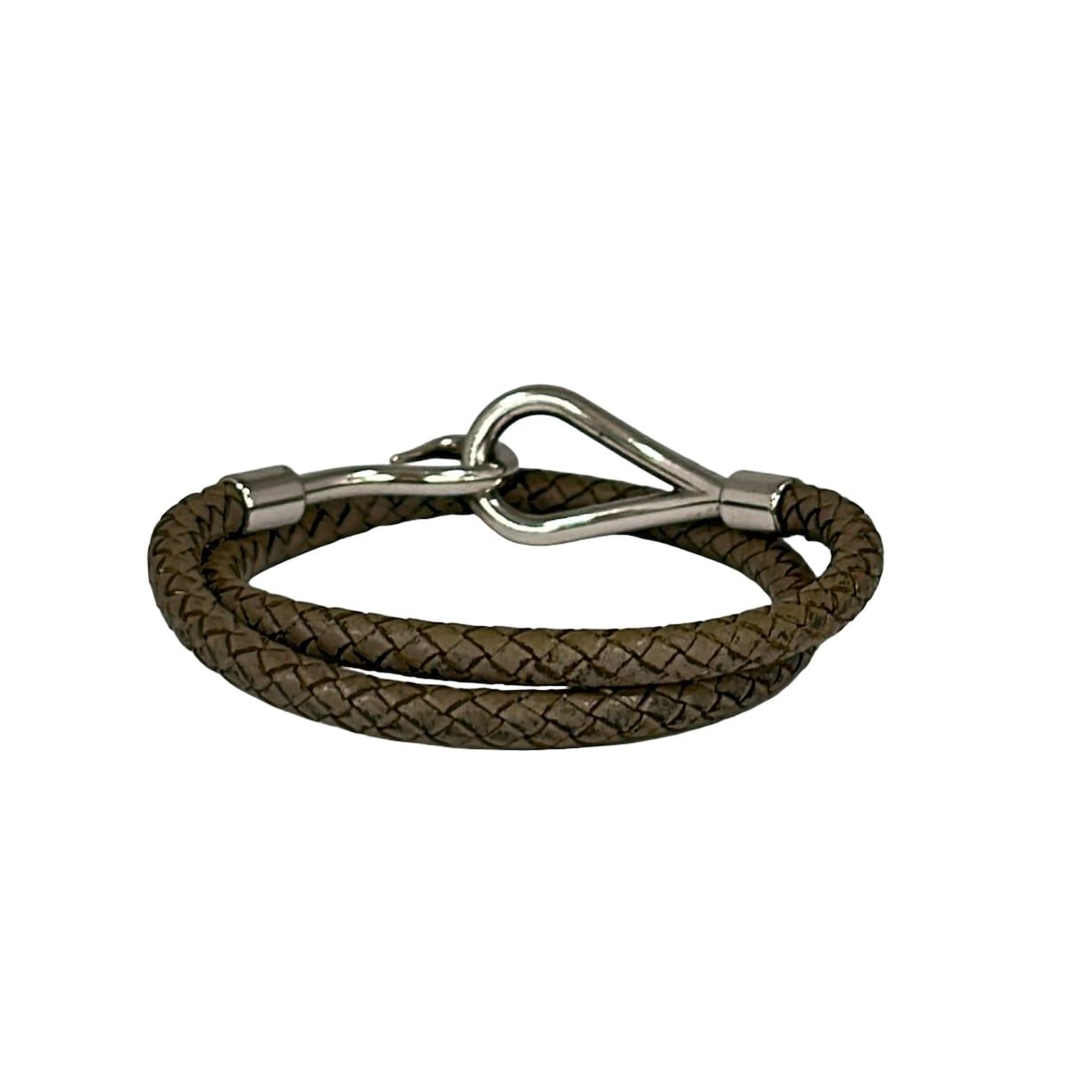 Hermes Bracelet Jumbo Leather Silver Gray Beige — view 3